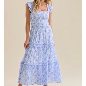 NEW Altar'd State Blue Floral Maxi Dress Size Large